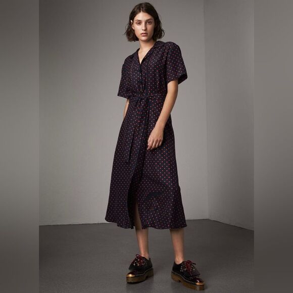Burberry Silk Polka Dot Wrap Tea Dress - Picture 1 of 8